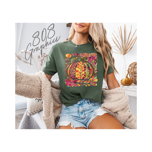Boho Watercolor Fall Pumpkin- DTFilm Transfer