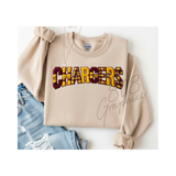 Chargers Burgundy and Gold Yarn Stitch- Transfer