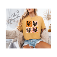 Fall Floral Hens- DTFilm Transfer