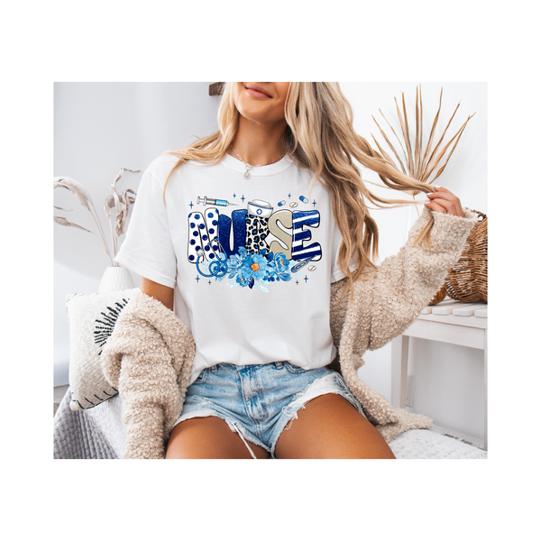 Nurse Floral Blue